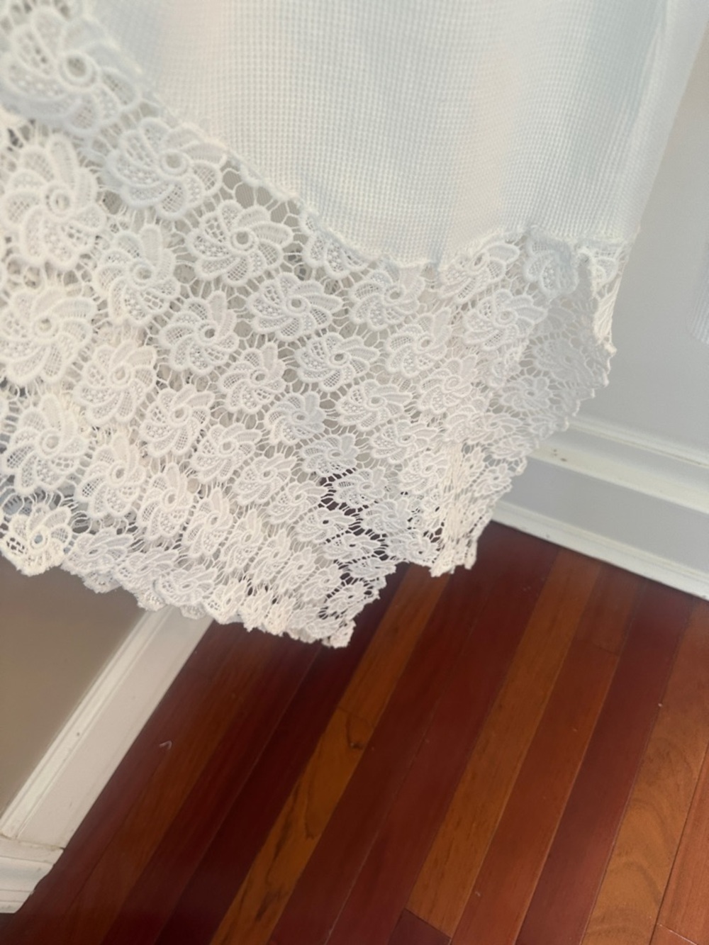 Free People Ivory Waffle Knit Long Sleeve Tunic with lace - Picture 6 of 6
